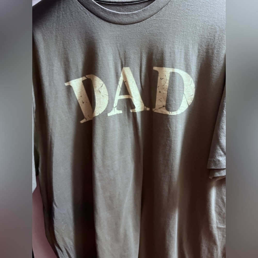 Men’s Grunt Style Olive Graphic T-Shirt-DAD USA flag 2XL: Father gift